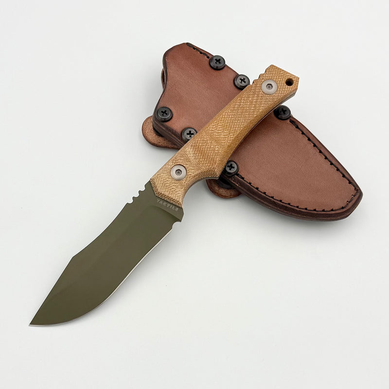 Tactile Knife Osprey Fixed Blade w/ MagnaCut & Natural Micarta w/ Leather Sheath