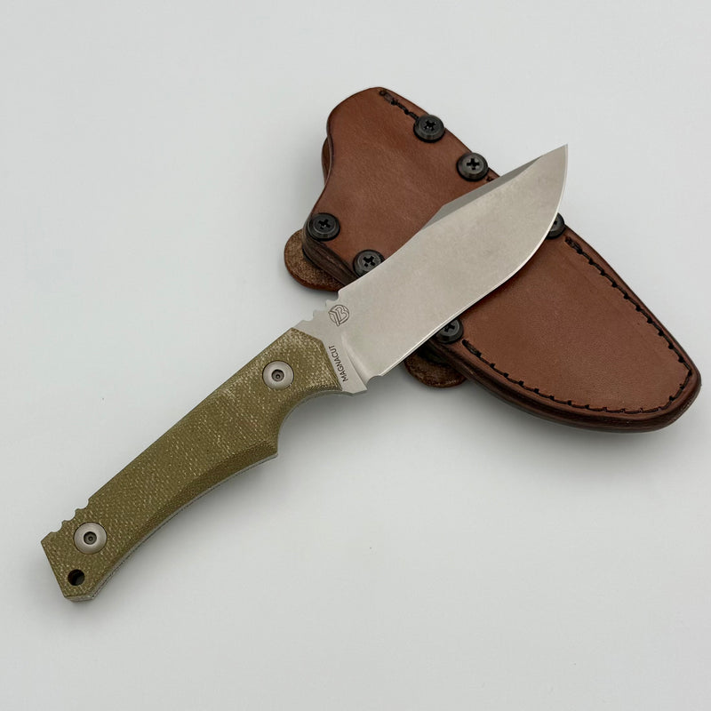 Tactile Knife Osprey Fixed Blade w/ MagnaCut & Green Micarta w/ Leather Sheath