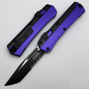 Microtech Glykon Purple w/ Black Tanto Part Serrated M390MK 185-2PU