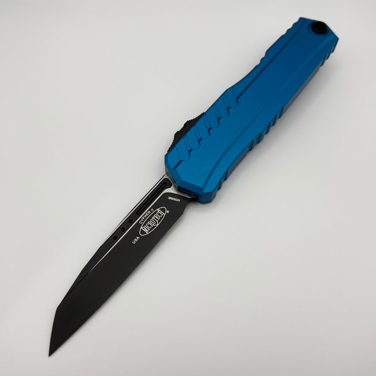 Factory Blem Microtech Cypher II Black S/E & Blue Handle 1241-1BL