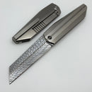We Knife Collinear Polished Bead Blast/Satin Titanium Handle w/ Damasteel WE22034D-DS1