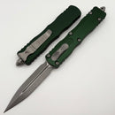 Microtech Dirac Delta D/E Apocalyptic w/ Emerald Green Handle 227-10APEG