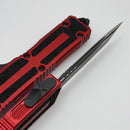 Microtech Scarab 2 Gen 3 Black Part Serrated Spine Fluted Tanto w/ Red Handle 1279-2RD