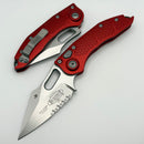 Microtech Borka Stitch Stonewash Partial Serrated & Red Handles 169-11RD