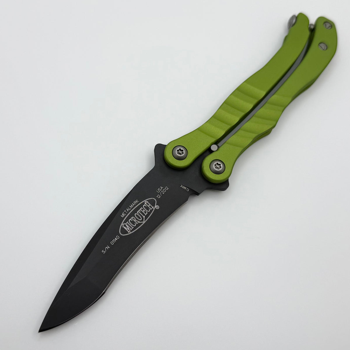 Pre-Owned Microtech Metalmark Zombie Green Handles & Black Elmax 170-1