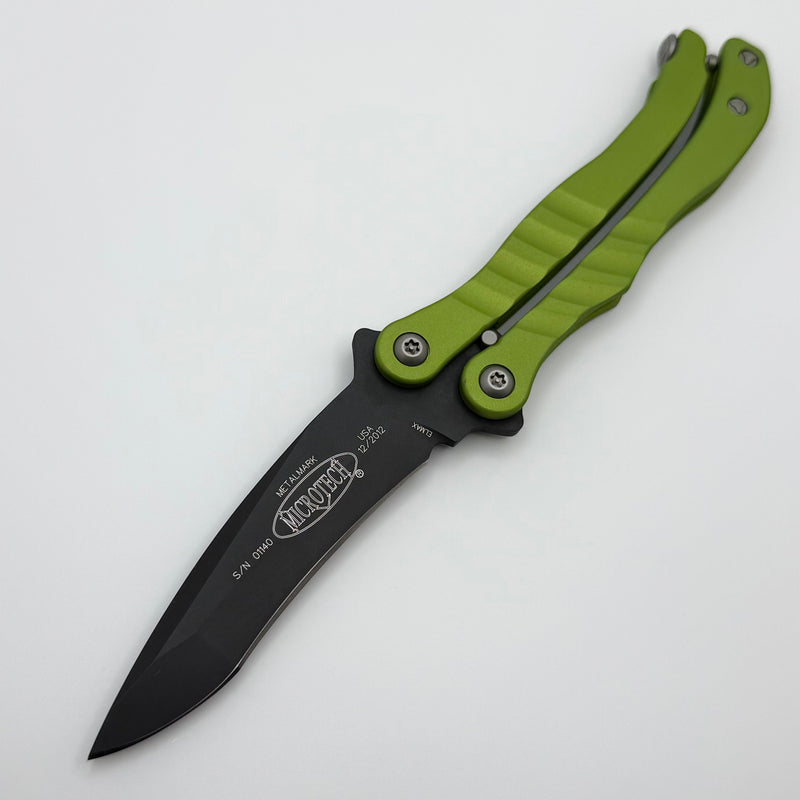 Pre-Owned Microtech Metalmark Zombie Green Handles & Black Elmax 170-1