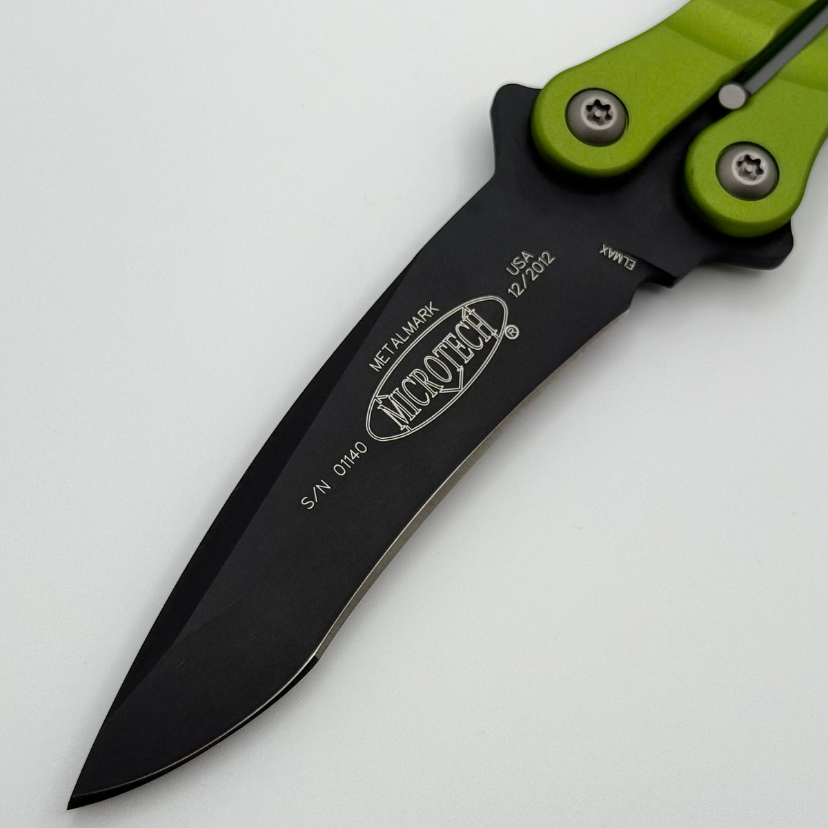 Pre-Owned Microtech Metalmark Zombie Green Handles & Black Elmax 170-1