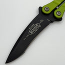 Pre-Owned Microtech Metalmark Zombie Green Handles & Black Elmax 170-1ZG