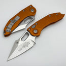 Microtech Borka Stitch Single Edge Stonewash Standard w/ Orange Tangerine Handles 169-10OT