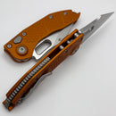 Microtech Borka Stitch Single Edge Stonewash Standard w/ Orange Tangerine Handles 169-10OT