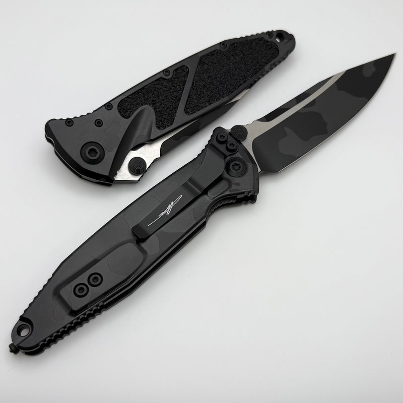 Microtech Socom Elite Single Edge Manual Midnight Camo Signature Series 160-1MNCS-Z4