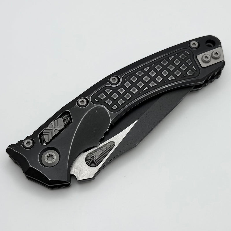 Microtech Amphibian RAM LOK Distressed Black Frag Aluminum Handle & M390MK 137RL-1FRDBK