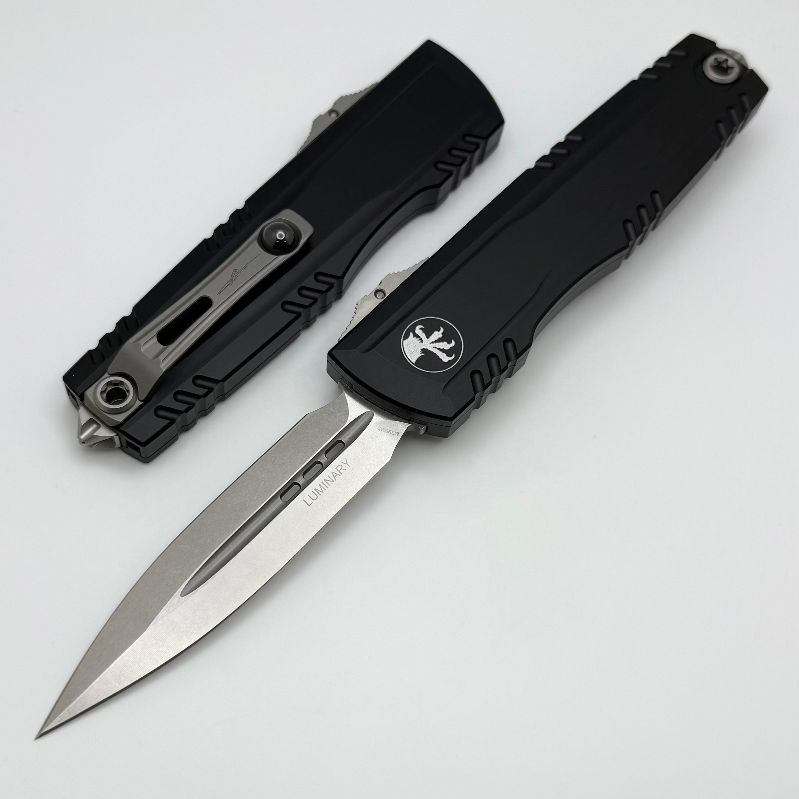 Microtech Luminary Black Handle w/ Tritium Inlaid Slider & D/E M390MK