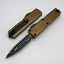 Microtech UTX-85 Gen IV Black Tactical Full Serrated D/E M390MK w/ Tan Handle 12324-3TA