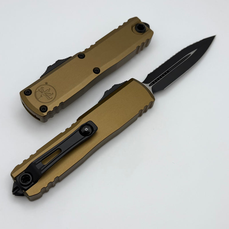 Microtech UTX-85 Gen IV Black Tactical Full Serrated D/E M390MK w/ Tan Handle 12324-3TA