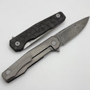 Uldanov Custom Knives R1 w/ Milled Titanium/Carbon Fiber & Damascus Flipper