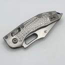 Microtech Marfione Select Manual Stitch RAM LOK Titanium Frag Handles & Part Serrated Stonewash M390MK w/ Double Vapor Blast & Purple Accents 169RL-11FRMS3