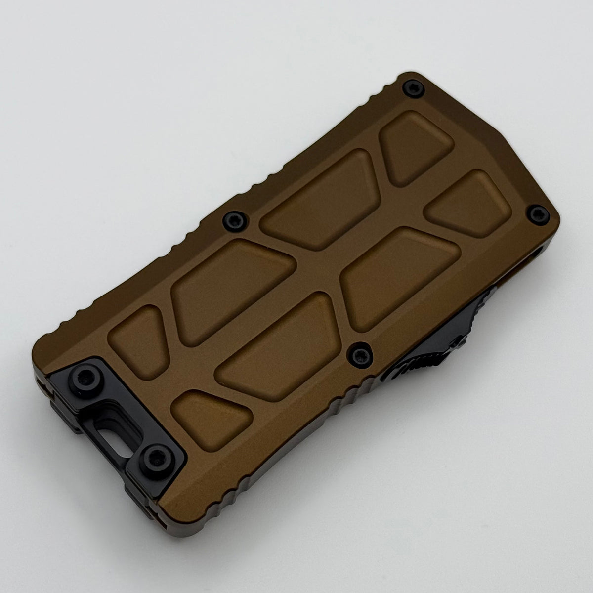 Microtech Exocet II w/ Tan Aluminum Handle & Black Tactical M390MK D/E