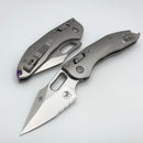 Microtech Marfione Select Manual Stitch RAM LOK Titanium Handles & Part Serrated Stonewash M390MK w/ Double Vapor Blast & Purple Accents 169RL-11MS3