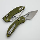 Microtech Knives Manual M-Stitch RAM LOK OD Green Frag Aluminum Handles & Stonewash M390MK 169MRL-10FROD