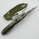 Microtech Knives Manual M-Stitch RAM LOK OD Green Frag Aluminum Handles & Stonewash M390MK 169MRL-10FROD