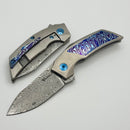 Reate Knives T2500 Titanium Handle w/ Timascus Accents & 2.5" Damasteel