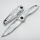 Custom Knife Factory Cel Shaded White Sukhoi-5 Titanium Handles w/ Crystal Ti Backspacer & M398 One Per Household