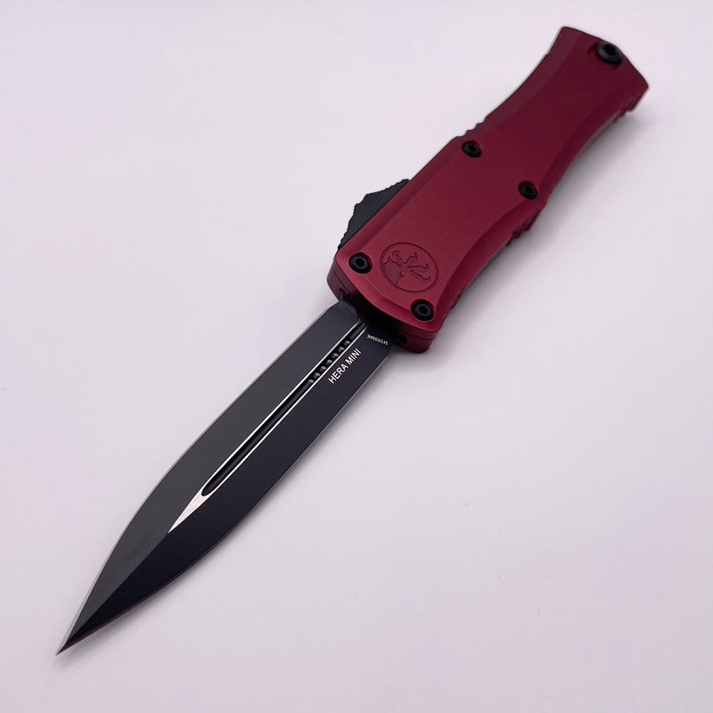 Pre-Owned Microtech Knives Mini Hera 30th Anniversary Black D/E M390MK w/ Merlot Handle 1702M-1MR30