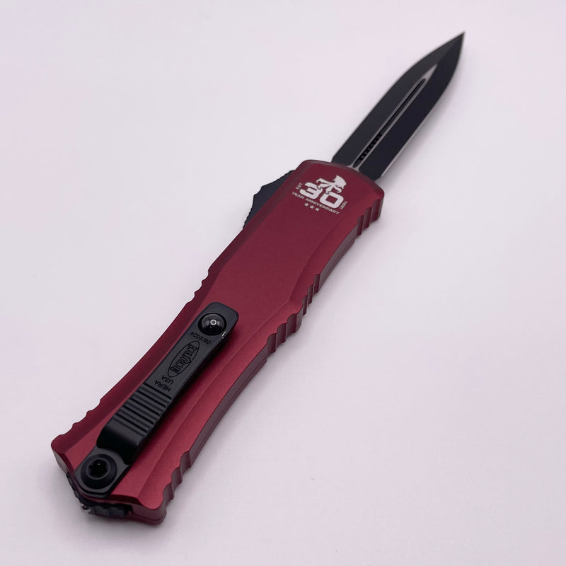 Pre-Owned Microtech Knives Mini Hera 30th Anniversary Black D/E M390MK w/ Merlot Handle 1702M-1MR30