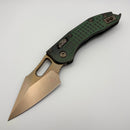 Pre-Owned Microtech Marfione Select Manual Stitch RAM LOK Antique Green Frag Titanium Handles & Bronze M390MK 169RL-13FRMS1