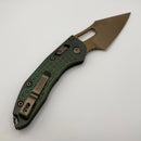 Pre-Owned Microtech Marfione Select Manual Stitch RAM LOK Antique Green Frag Titanium Handles & Bronze M390MK 169RL-13FRMS1
