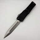 Pre-Owned Microtech Knives Combat Troodon Gen III Stonewash Full Serrated Double Edge w/ Black Handle 1142-12