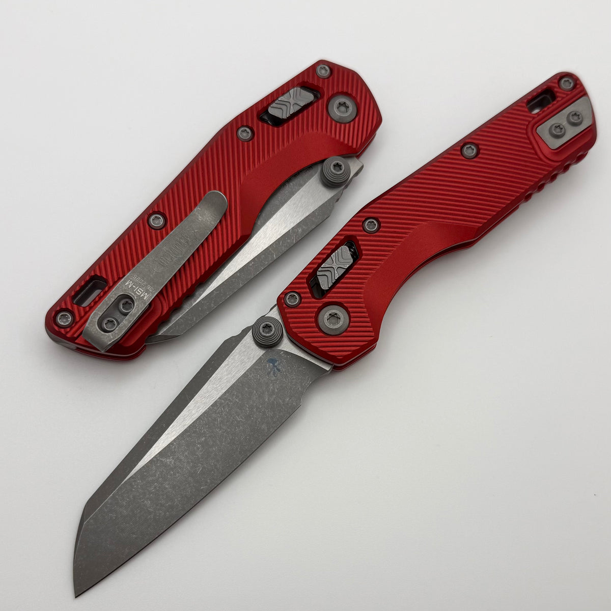 Microtech MSI RAM LOK Mini Red Fluted Aluminum Handles w/ Apocalyptic