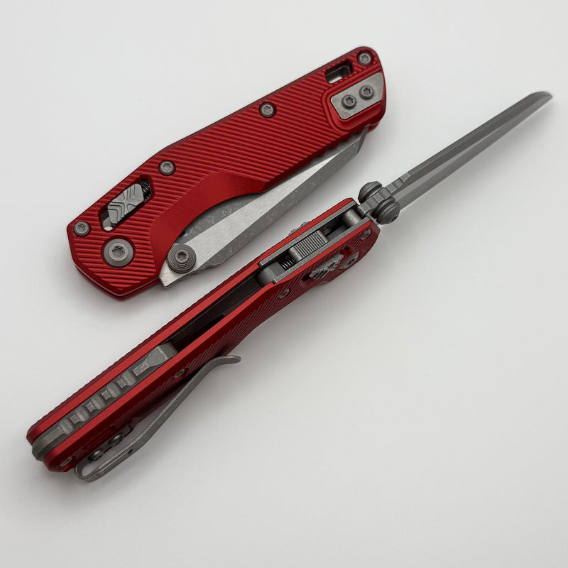 Microtech MSI RAM LOK Mini Red Fluted Aluminum Handles w/ Apocalyptic