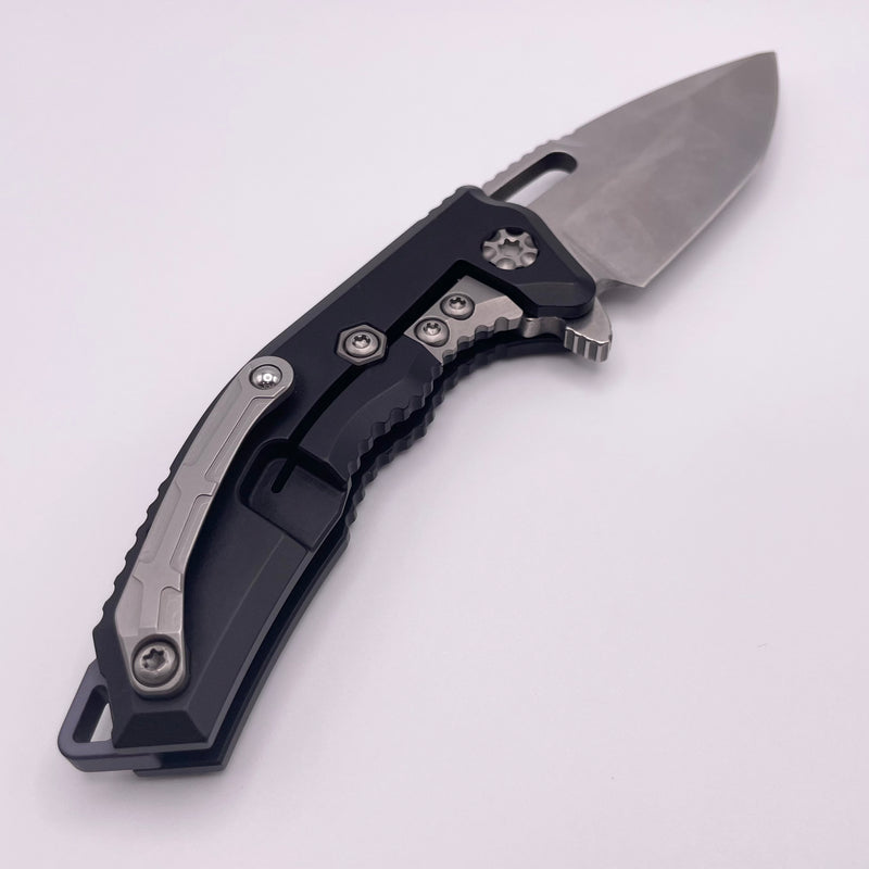 Pre-Owned Heretic Knives Medusa Manual Black Aluminum Frame Lock w/ Grip Inlays & Stonewash MagnaCut H009-2A