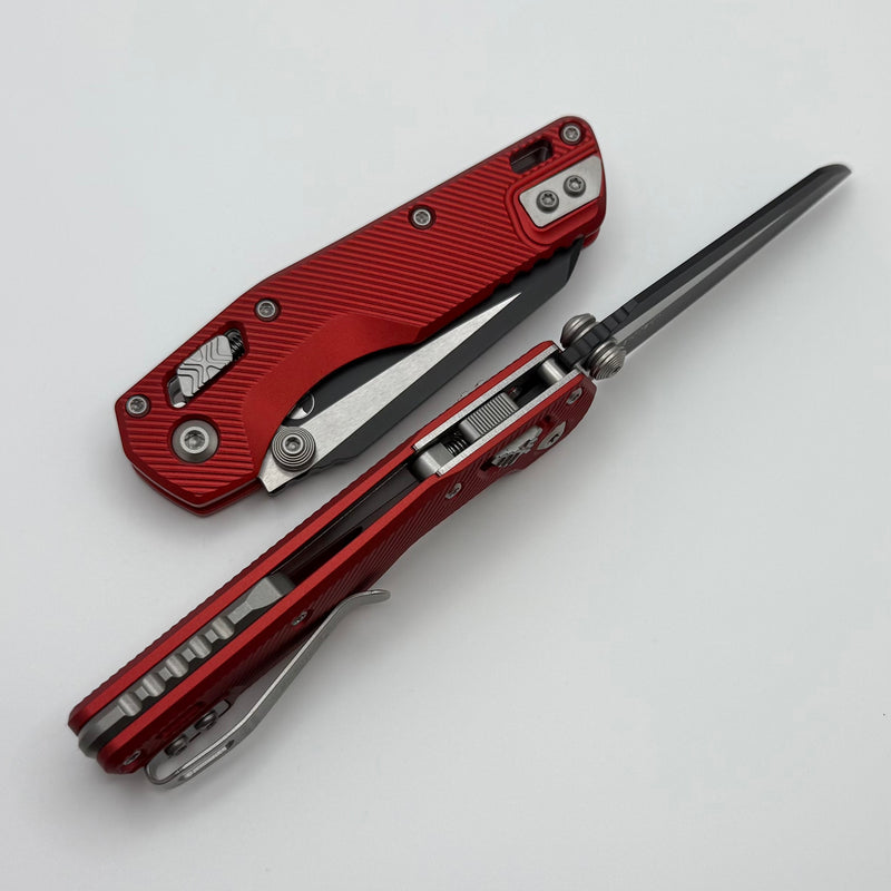 ALUTI トレッドミル レッド Microtech MSI RAM LOK Mini Red Fluted Aluminum Handles w/ Black M390MK