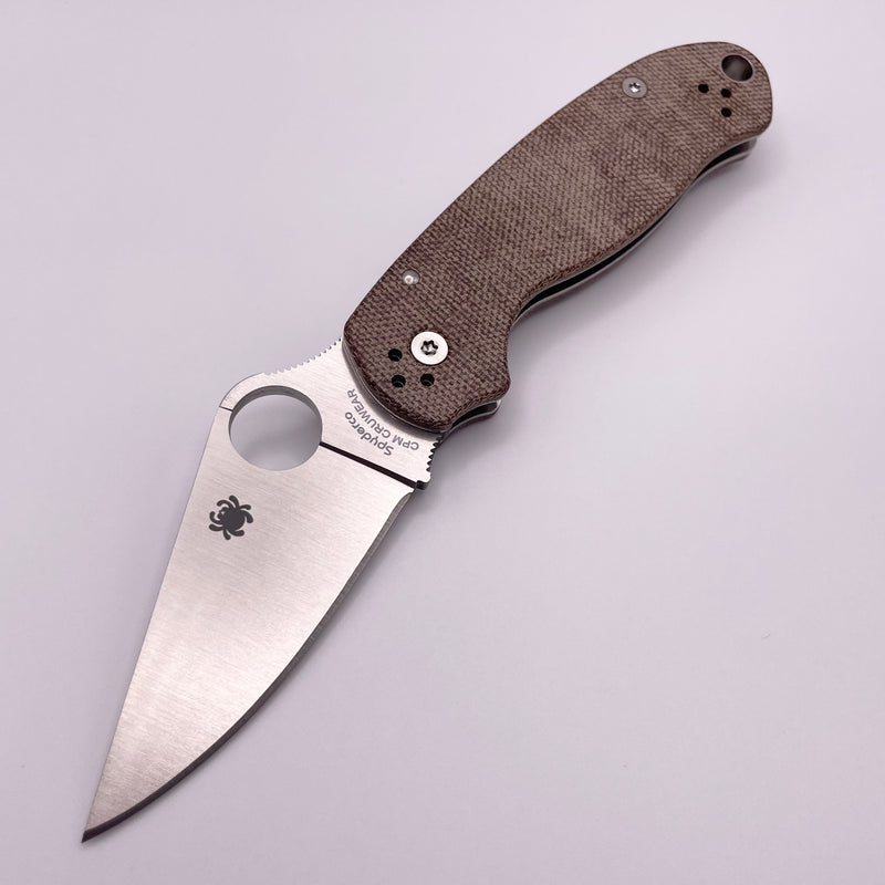 Pre-Owned Spyderco Para 3 Brown Canvas Micarta & Cruwear C223MPCW