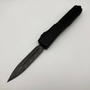 Pre-Owned Microtech Ultratech Damascus Double Edge & Black w/ Ringed Hardware Signature Series 122-16S Damascus Pattern