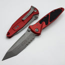 Microtech Socom Elite Manual Tanto Apocalyptic Partial Serrated & Red Handles 161-11APRD