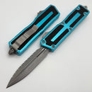 Microtech Scarab 2 Gen 3 D/E Apocalyptic Full Serrated w/ Turquoise Handle 1280-12APTQ