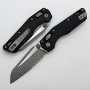 Microtech MSI RAM LOK Mini Black Fluted Aluminum Handles w/ Part Serrated Stonewash M390MK 210M-11APFL