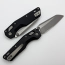 Microtech MSI RAM LOK Mini Black Fluted Aluminum Handles w/ Part Serrated Stonewash M390MK 210M-11APFL