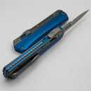 Microtech Glykon Stonewash Standard Bayonet w/ Stonewash Overlay & Blue Handle 184-10BL