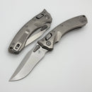 Microtech Amphibian Mini RAM LOK Stonewash Titanium Slab SIde & Stonewash M390MK W/ Bronze Accents 137MRL-10MS1