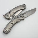 Microtech Amphibian Mini RAM LOK Stonewash Titanium Slab SIde & Stonewash M390MK W/ Bronze Accents 137MRL-10MS1