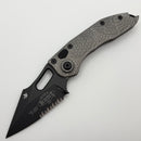Microtech Borka Stitch Natural Clear Topographic Handle w/ Black Part Serrated M390 169-2NCTP