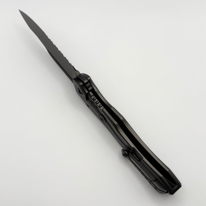 Microtech ANAX Titanium DLC Drop Point & Partial Serrated (190C-2DLCTCFITI Consigned)