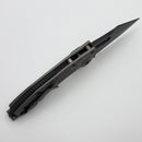 Microtech Borka Stitch Natural Clear Topographic Handle w/ Black Part Serrated M390 169-2NCTP