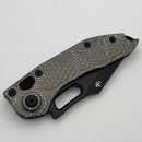 Microtech Borka Stitch Natural Clear Topographic Handle w/ Black Part Serrated M390 169-2NCTP