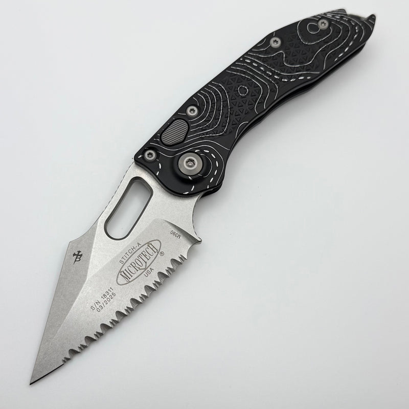 Microtech Borka Stitch F/S Stonewash Standard Topographic Handle 169-1